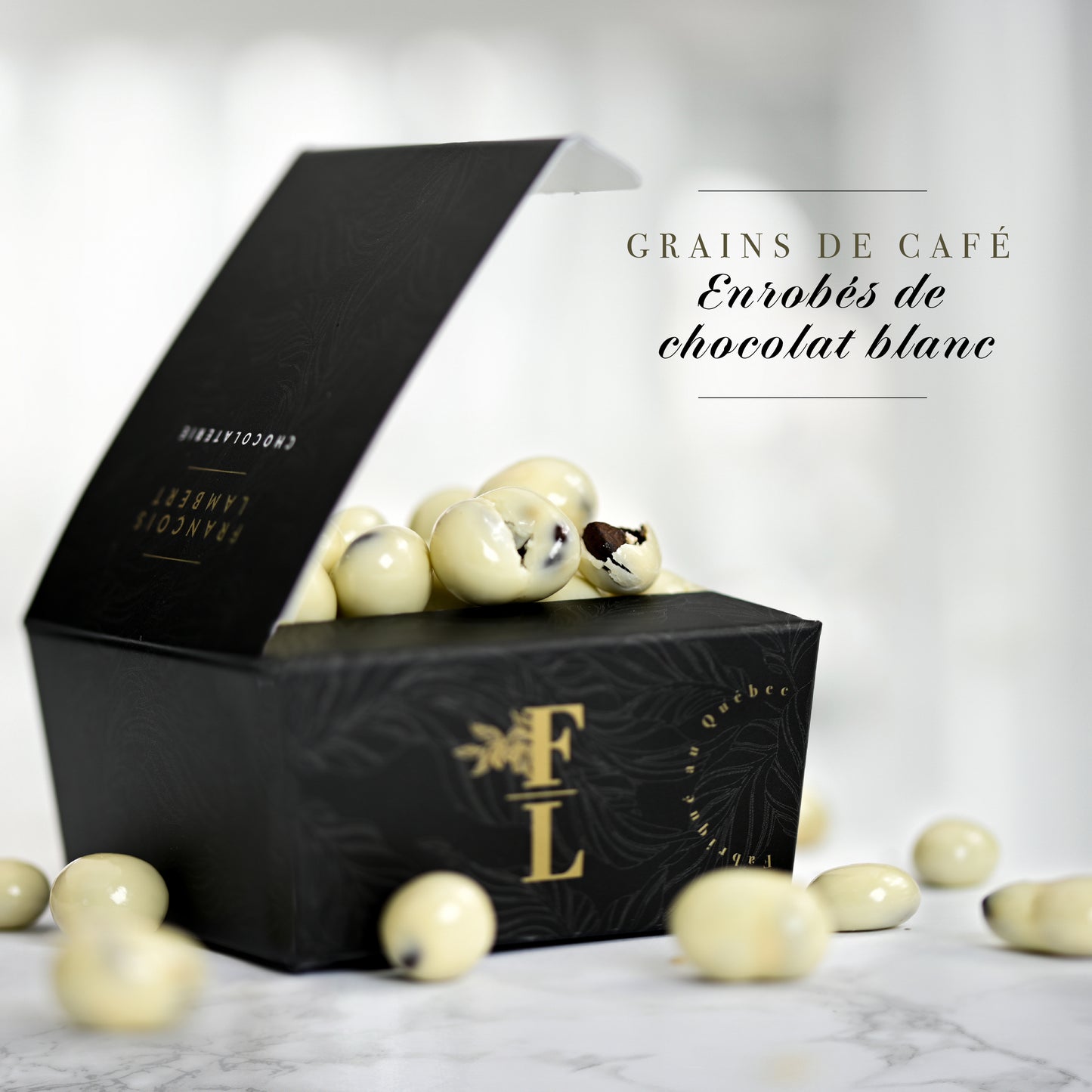 white chocolate coated coffee beans