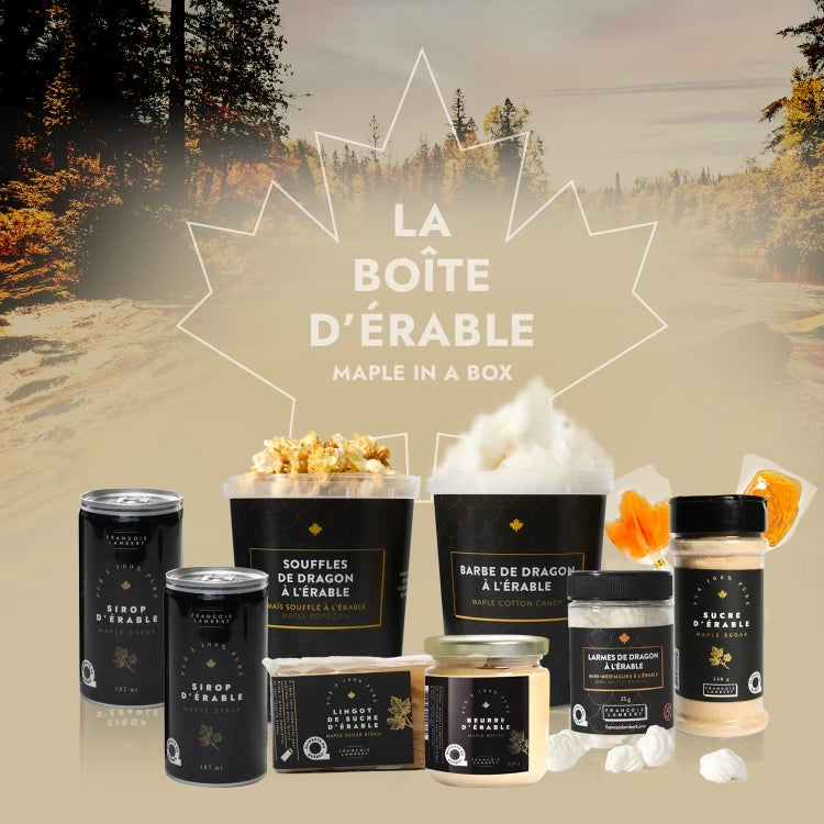 Maple box with a variety of maple products