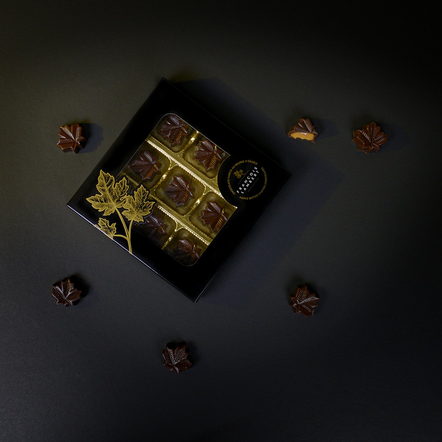 Chocolates stuffed with maple butter
