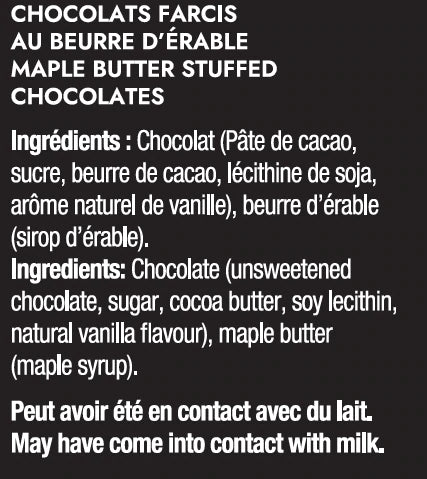 Chocolates stuffed with maple butter
