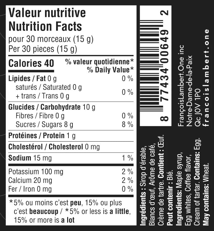 maple and coffee mini-meringues nutrition facts