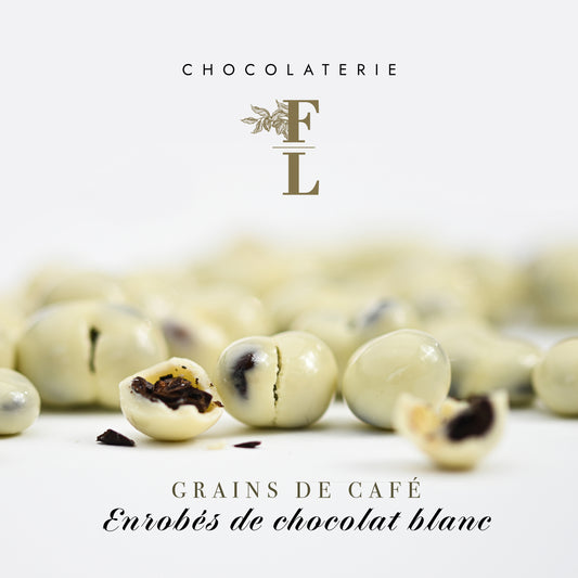 white chocolate coated coffee beans