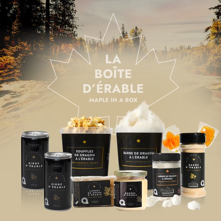 Maple box with a variety of maple products